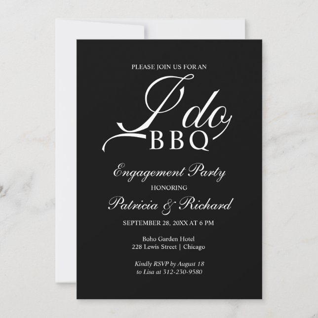 Invitation à la fête d'engagement 'Je fais du BBQ' (Devant)