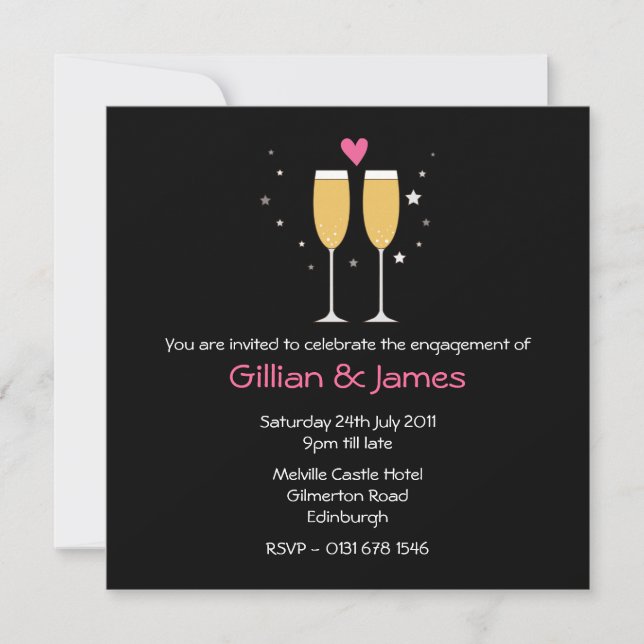 Invitation à la Fête d'engagement pour les toasts  (Devant)