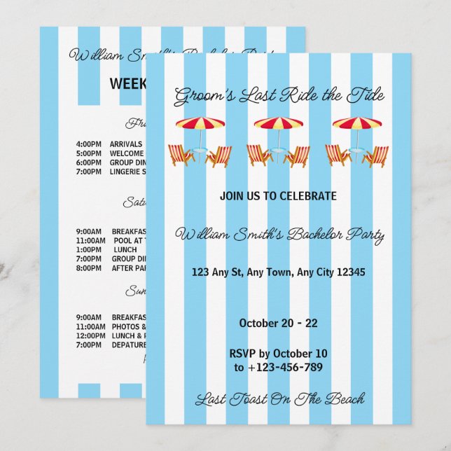 Invitation à la fête d'enterrement de vie de garço (Devant / Derrière)