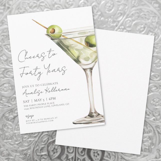 Invitation À la fête des 40 ans (Cheers To 40th Birthday Party Invitation)