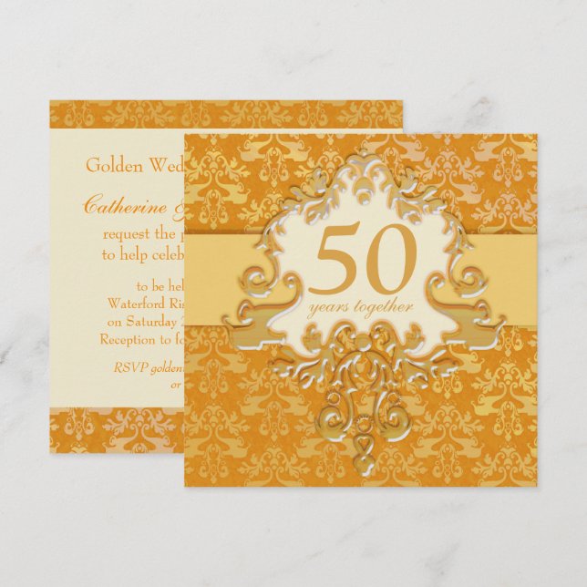 Invitation à la fête des 50 ans de mariage d'or (Devant / Derrière)