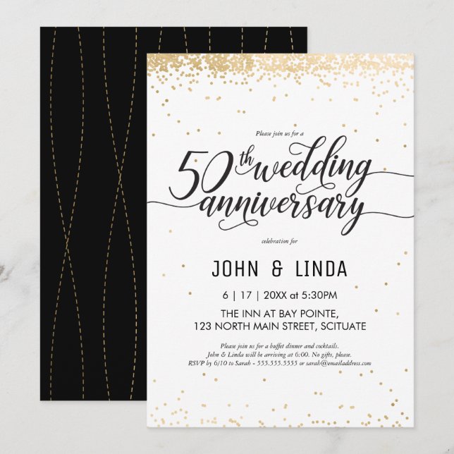 Invitation à la fête des 50 ans de mariage - Golde (Devant / Derrière)