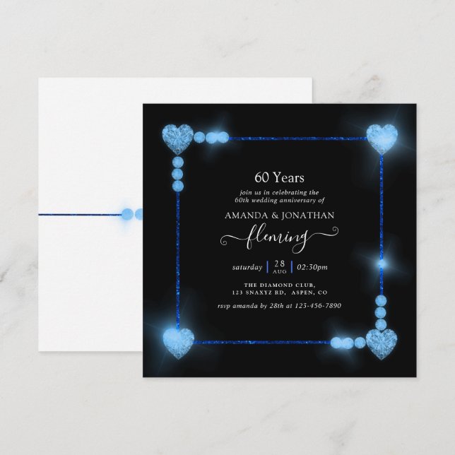 Invitation à la fête des 60 ans de mariage de diam (Devant / Derrière)