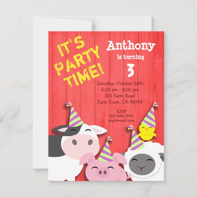 Invitation à la fête des animaux de ferme (Devant)