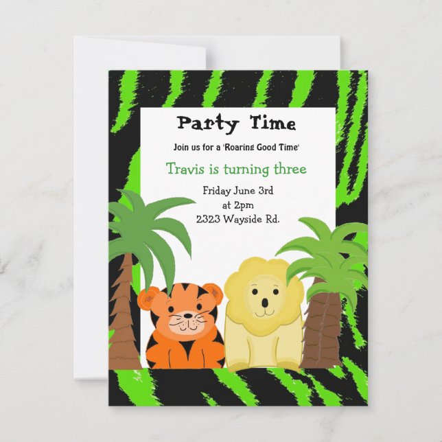 Invitation à la fête des animaux de la jungle (Devant)