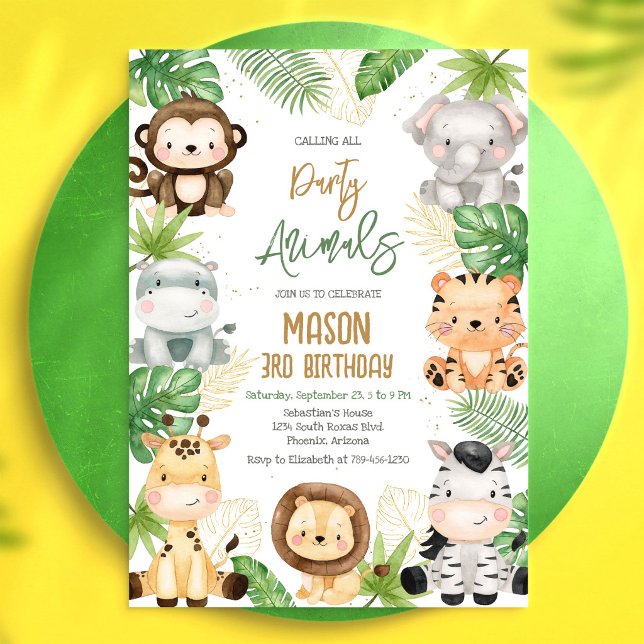 Invitation à la fête des animaux de la jungle Safa (Créateur téléchargé)