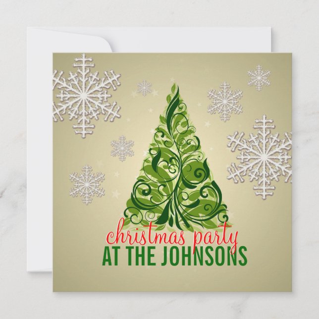 Invitation à la fête des arbres de Noël classique (Devant)