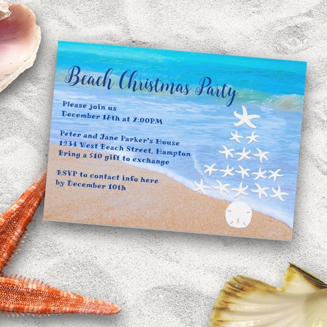 Invitation à la fête des arbres de Noël de plage (Créateur téléchargé)