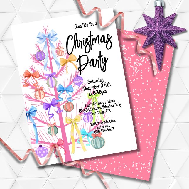 Invitation à la fête des arbres de Noël rose Mod B (Créateur téléchargé)