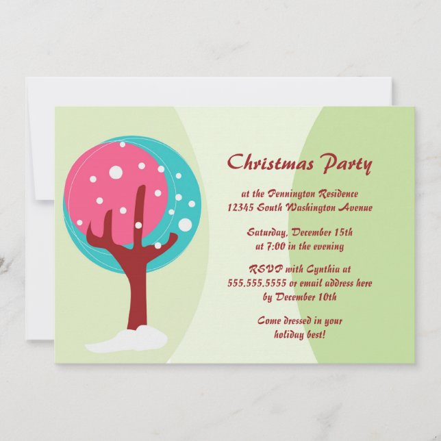 Invitation à la fête des arbres de Noël tendance (Devant)