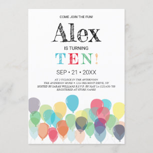 Invitation à la fête des ballons du 10e anniversai