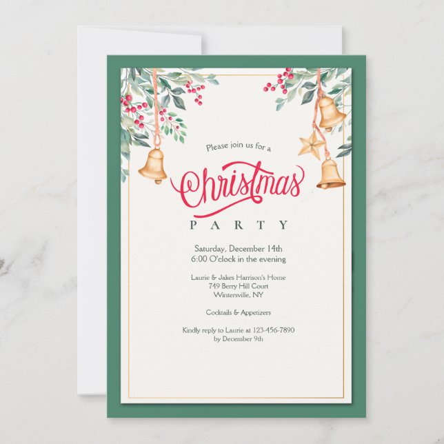 Invitation à la fête des cloches de Noël (Devant)