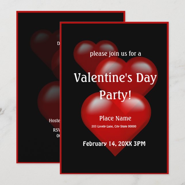 Invitation à la fête des coeurs de la Saint-Valent (Devant / Derrière)