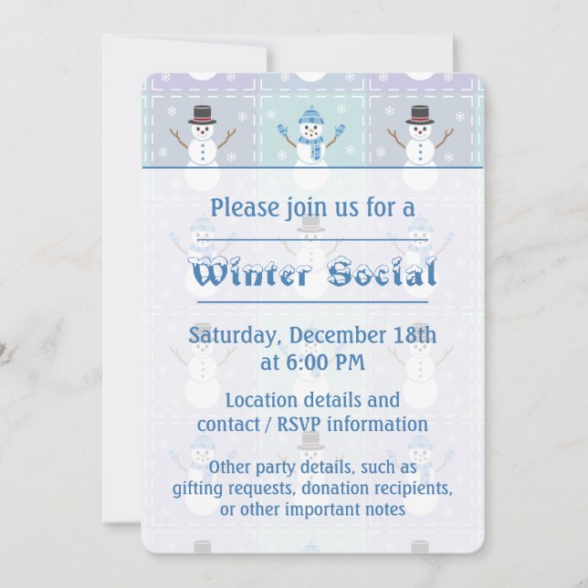 Invitation à la fête des courtepointes d'hiver (Devant)