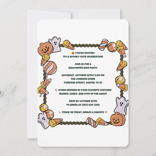 Invitation à la fête des enfants d'Halloween (Devant)