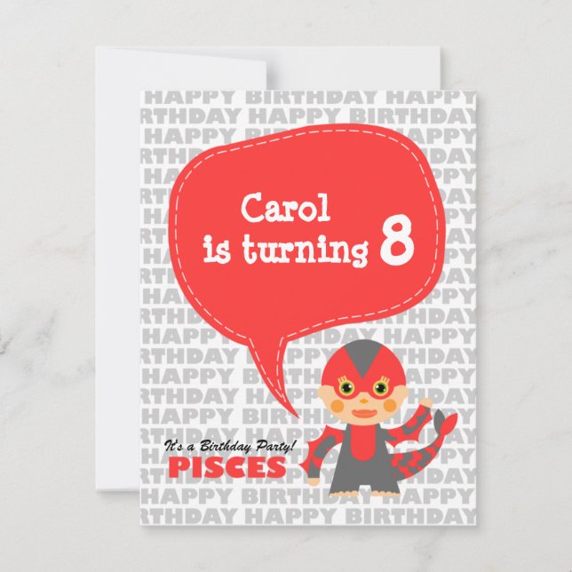 Invitation à la fête des enfants Pisces (Devant)