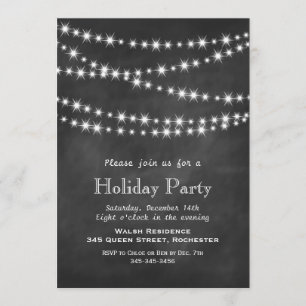 Invitation à la fête des Fêtes Chalkboard Twinkle
