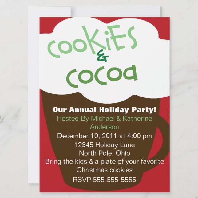 Invitation à la fête des fêtes de Noël et de cacao (Devant)