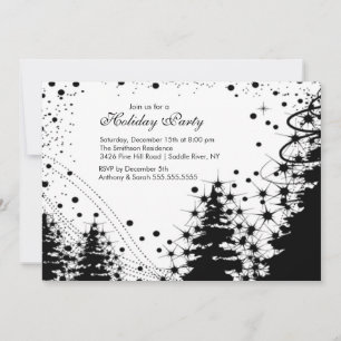 Invitation à la fête des Fêtes d'hiver Black & Whi