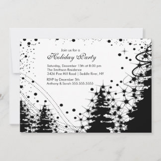 Invitation à la fête des Fêtes d'hiver Black & Whi