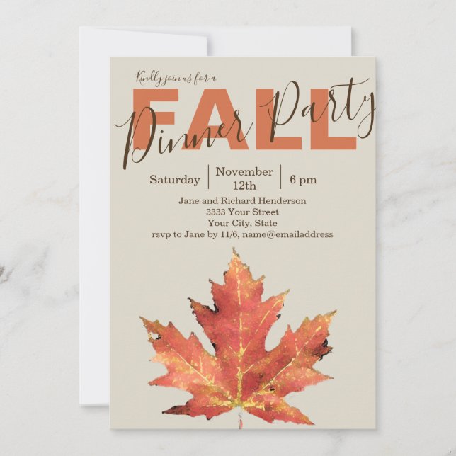 Invitation à la fête des feuilles d'automne (Devant)
