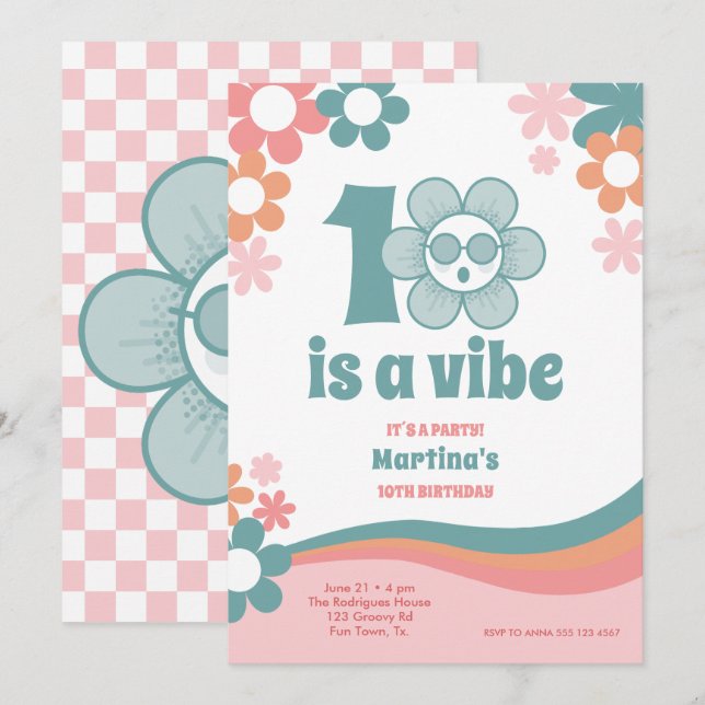 Invitation à la fête des filles de dix ans (Devant / Derrière)