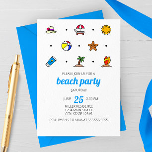 Invitation à la fête des icônes de plage