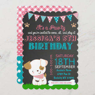 Invitation à la fête des marionnettes Paw-ty Anniv