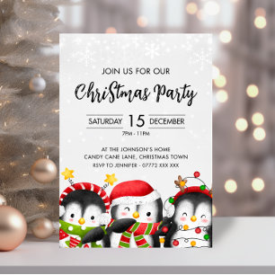 Invitation à la fête des pingouins de Noël