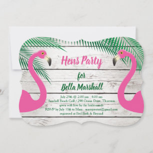 Invitation à la fête des poules flamants roses emb