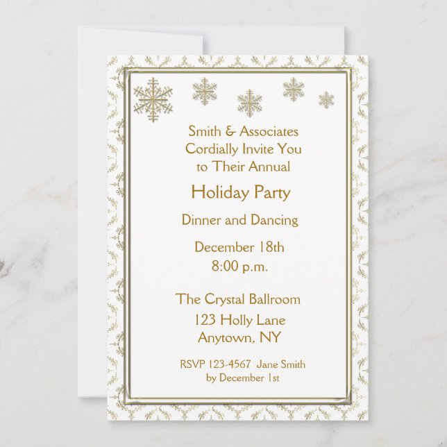 Invitation à la Fête des Snowflakes Gold (Devant)