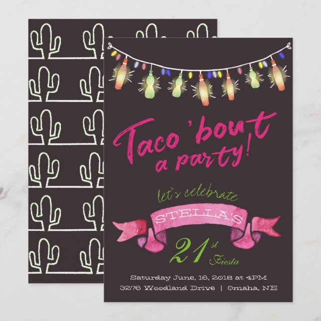 Invitation à la fête des tacos (Devant / Derrière)