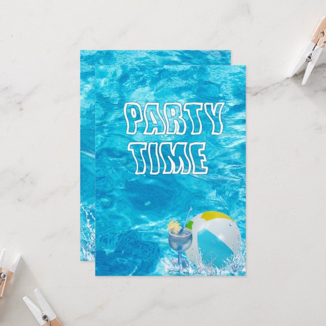 Invitation à la fête d'été à la piscine (Devant/Arrière en situation)