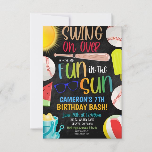 Invitation à la fête d'été de baseball (Devant)