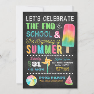 Invitation à la fête d'été de fin d'année scolaire