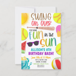 Invitation à la fête d'été de softball