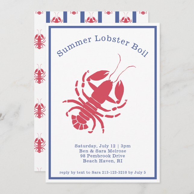 Invitation à la fête d'été du homard (Devant / Derrière)