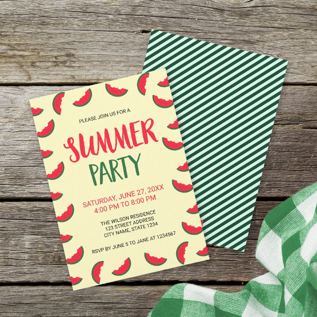 Invitation à la fête d'été du melon d'eau rouge et (Créateur téléchargé)
