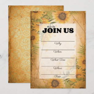 Invitation à la fête d'été du tournesol vintage