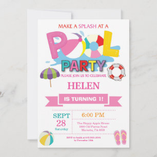 Invitation à la fête d'été piscine Splash Splash F
