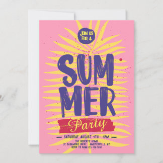 Invitation à la fête d'été rose