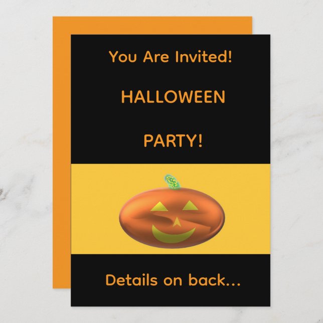 Invitation à la FÊTE D'HALLOWEEN (Devant / Derrière)