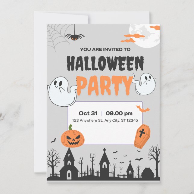Invitation à la fête d'Halloween (Devant)