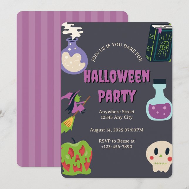 Invitation à la fête d'Halloween (Devant / Derrière)