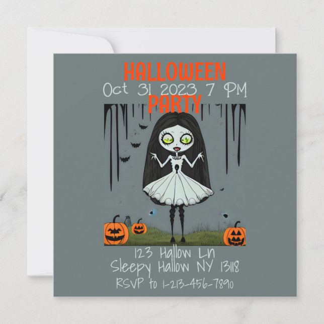 Invitation à la fête d'Halloween (Devant)