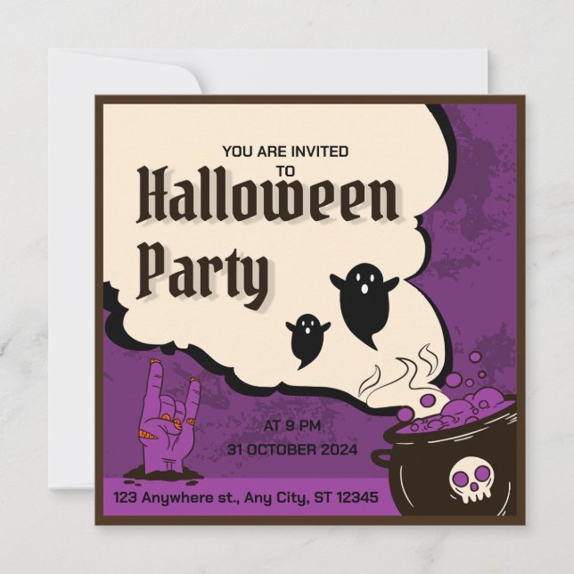 Invitation à la fête d'Halloween (Devant)