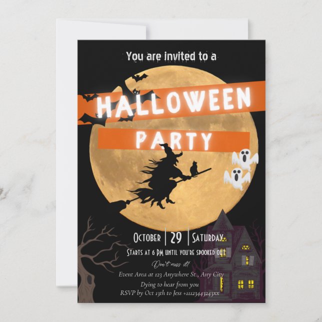 Invitation à la fête d'Halloween (Devant)