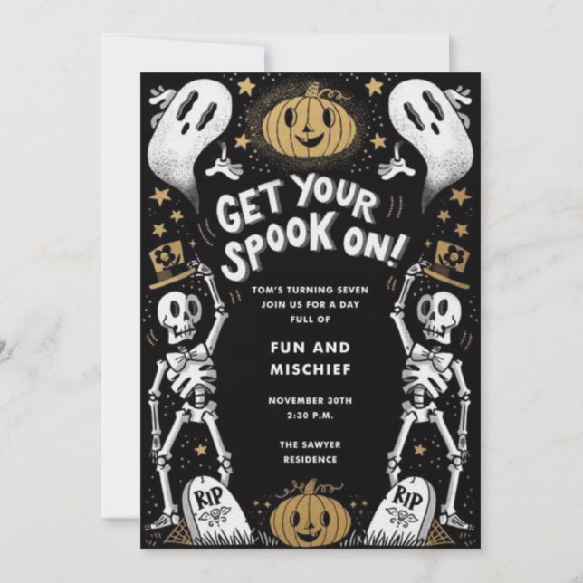 Invitation à la fête d'Halloween amusante et effra (Devant)