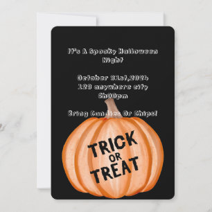 invitation à la fête d'halloween avec citrouille e