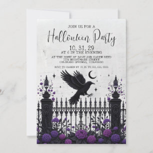 Invitation à la fête d'Halloween avec clôture goth